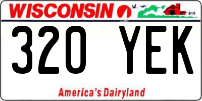 WI license plate 320YEK