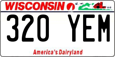 WI license plate 320YEM