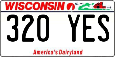 WI license plate 320YES