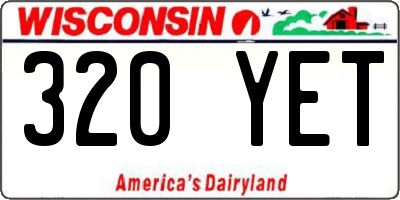 WI license plate 320YET