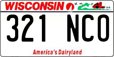 WI license plate 321NCO