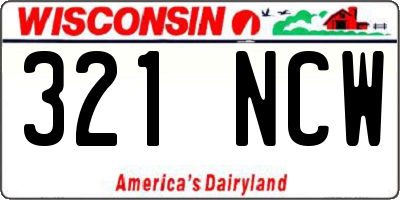 WI license plate 321NCW