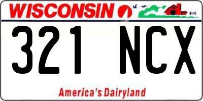 WI license plate 321NCX