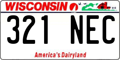 WI license plate 321NEC