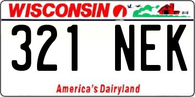 WI license plate 321NEK