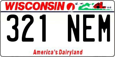 WI license plate 321NEM