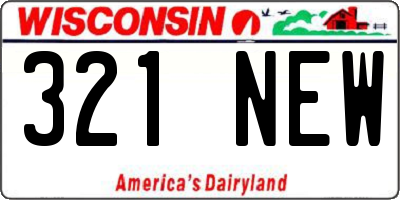 WI license plate 321NEW