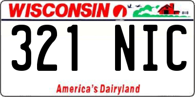 WI license plate 321NIC