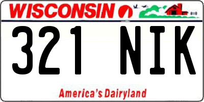 WI license plate 321NIK