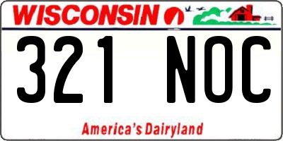 WI license plate 321NOC