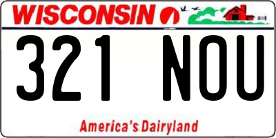 WI license plate 321NOU