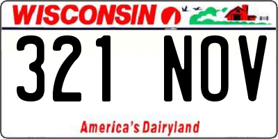 WI license plate 321NOV