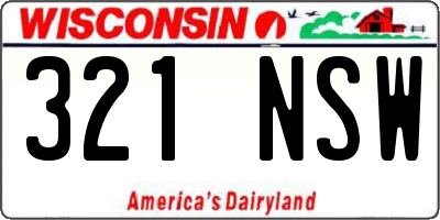 WI license plate 321NSW