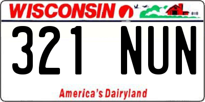 WI license plate 321NUN