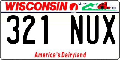 WI license plate 321NUX