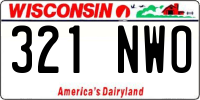 WI license plate 321NWO