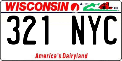 WI license plate 321NYC