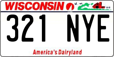 WI license plate 321NYE