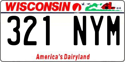 WI license plate 321NYM