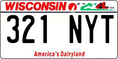 WI license plate 321NYT