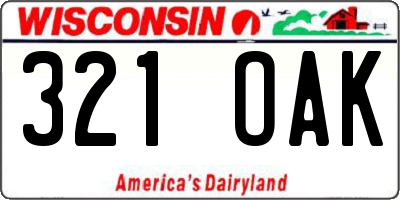 WI license plate 321OAK