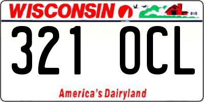 WI license plate 321OCL