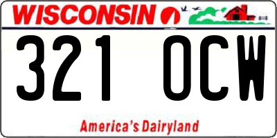 WI license plate 321OCW