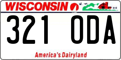 WI license plate 321ODA