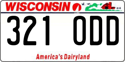 WI license plate 321ODD