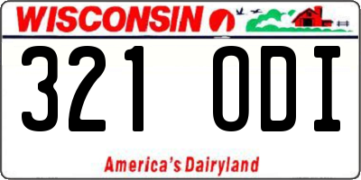 WI license plate 321ODI