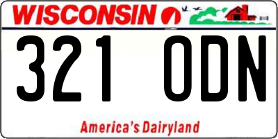 WI license plate 321ODN