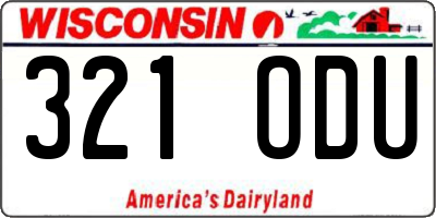 WI license plate 321ODU