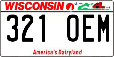 WI license plate 321OEM