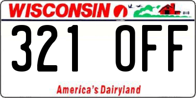 WI license plate 321OFF