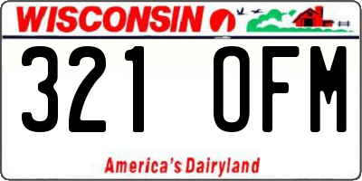WI license plate 321OFM