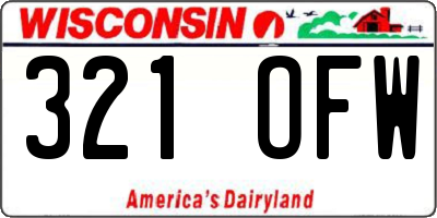 WI license plate 321OFW