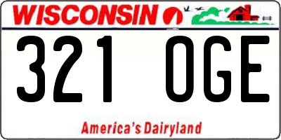 WI license plate 321OGE