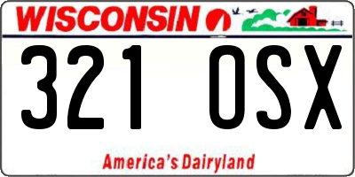 WI license plate 321OSX