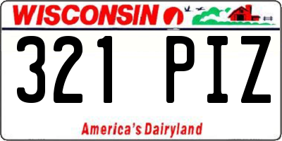 WI license plate 321PIZ