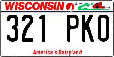 WI license plate 321PKO