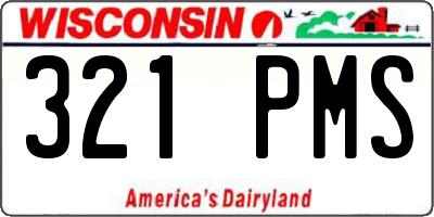 WI license plate 321PMS