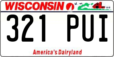 WI license plate 321PUI