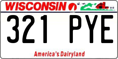 WI license plate 321PYE
