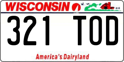 WI license plate 321TOD