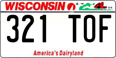 WI license plate 321TOF