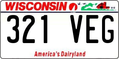 WI license plate 321VEG