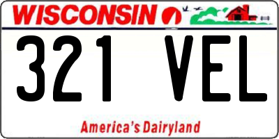 WI license plate 321VEL