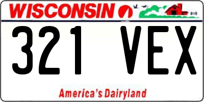WI license plate 321VEX