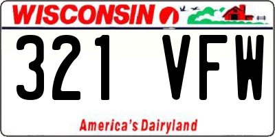 WI license plate 321VFW
