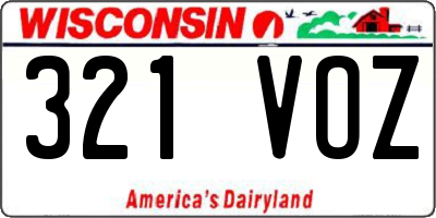WI license plate 321VOZ